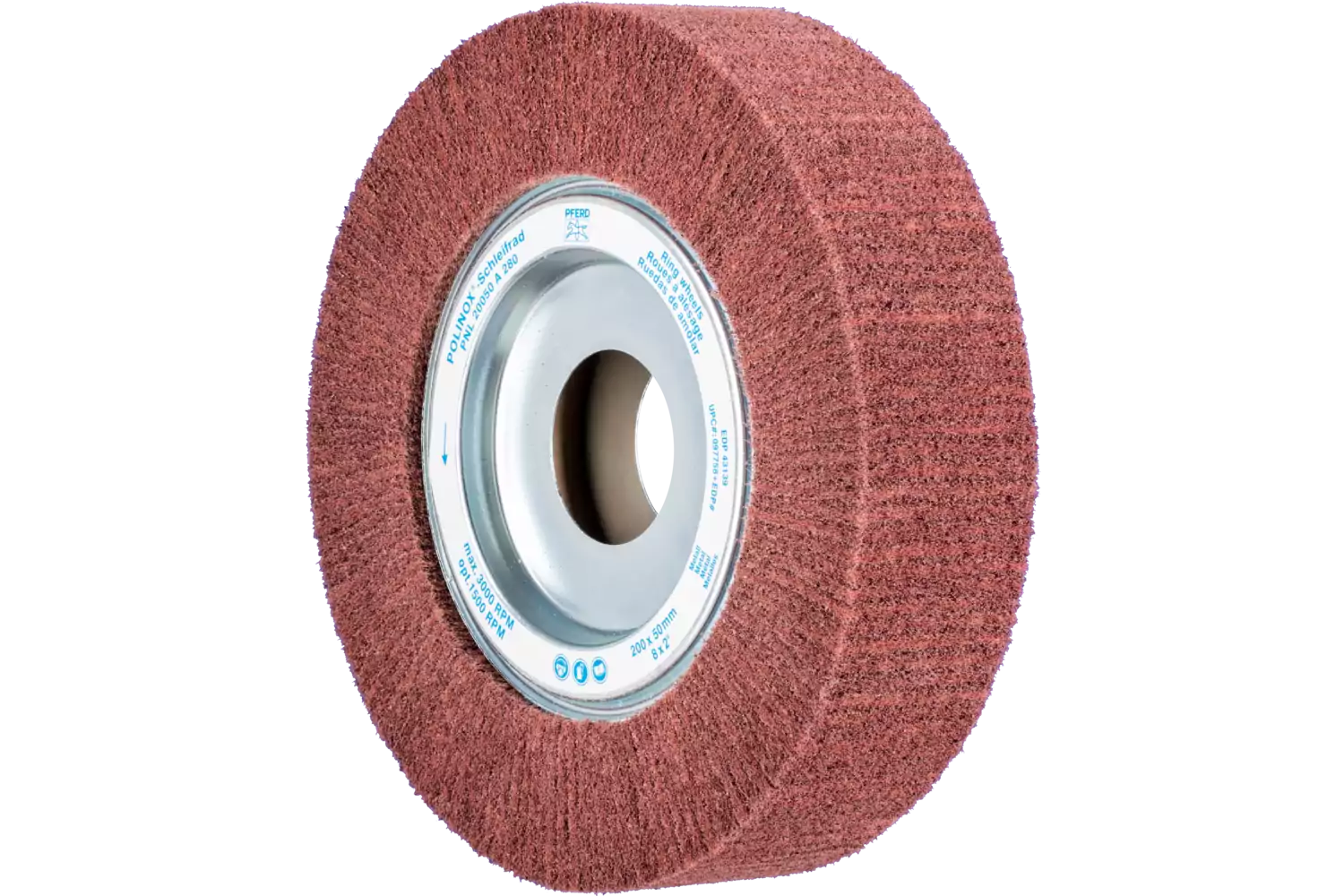 POLINOX non-woven unmounted grinding wheel PNL dia. 200x50 mm centre hole dia. 44 mm A280 for fine grinding and finishing 1