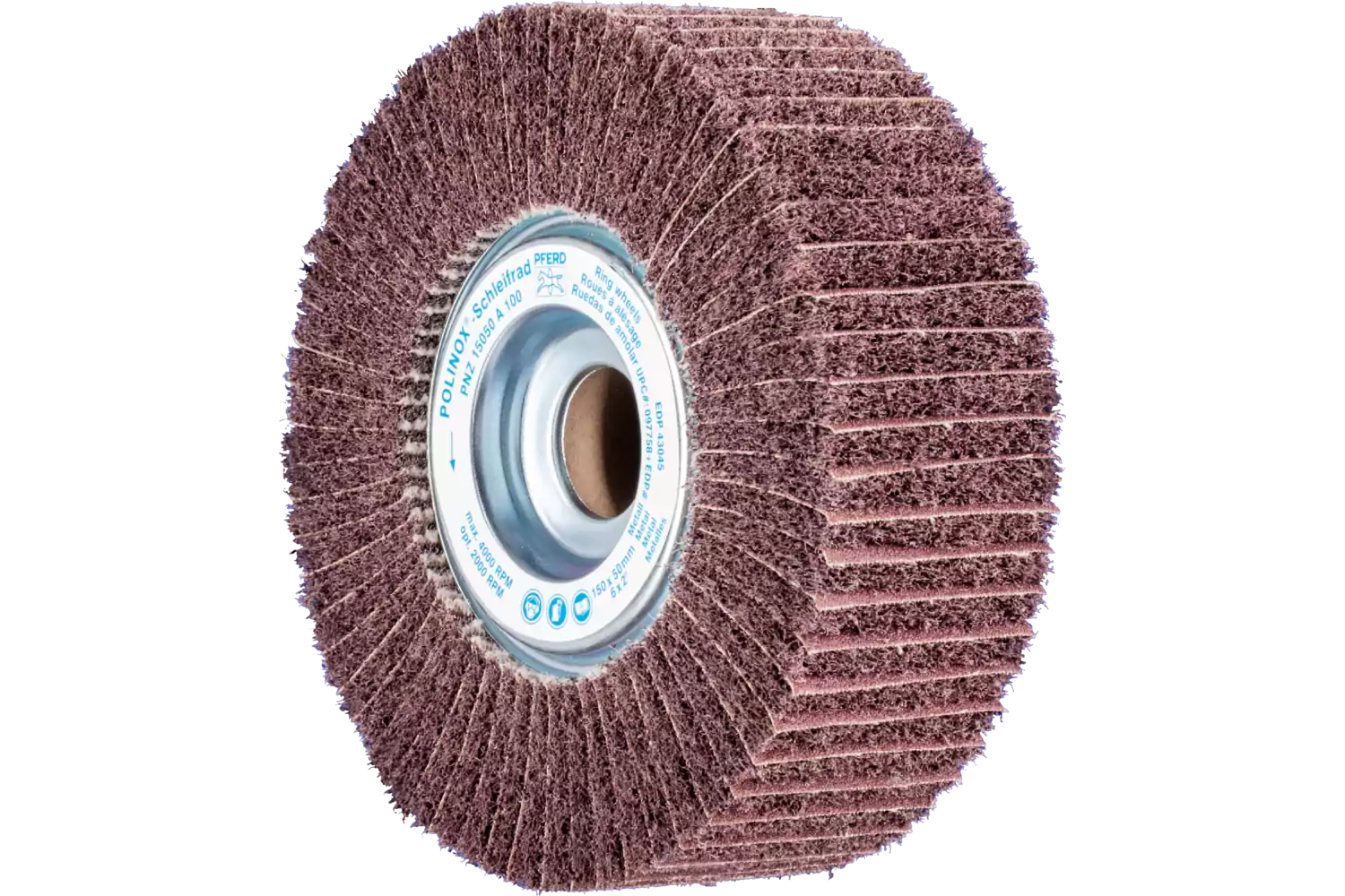 POLINOX non-woven unmounted grinding wheel PNZ dia. 150x50 mm centre hole dia. 25.4 mm A100 for fine grinding and finishing 1