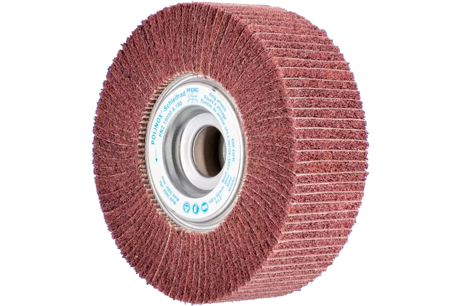 POLINOX non-woven unmounted grinding wheel PNZ dia. 150x50 mm centre hole dia. 25.4 mm A180 for fine grinding and finishing 1