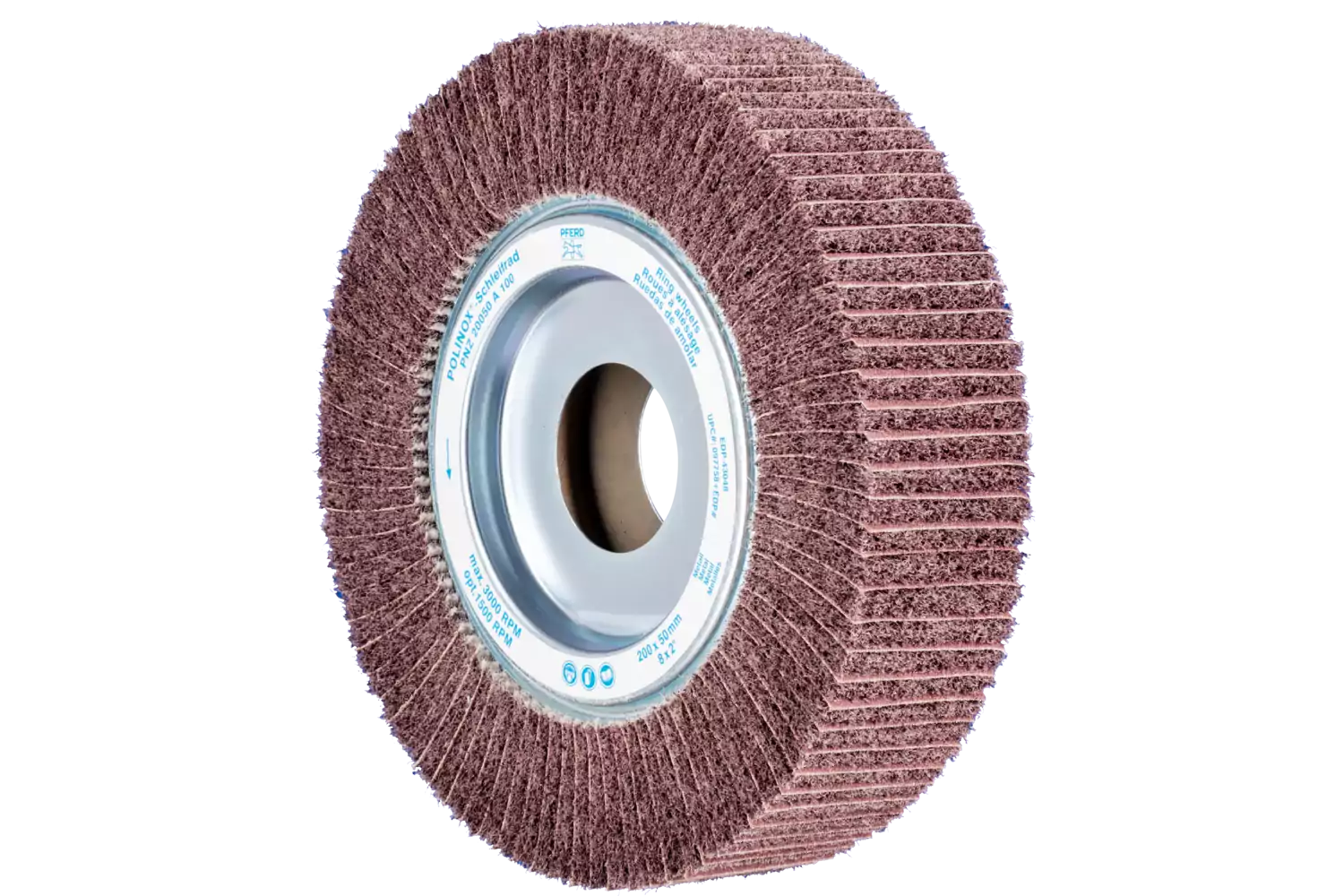 POLINOX non-woven unmounted grinding wheel PNZ dia. 200x50 mm centre hole dia. 44 mm A100 for fine grinding and finishing 1