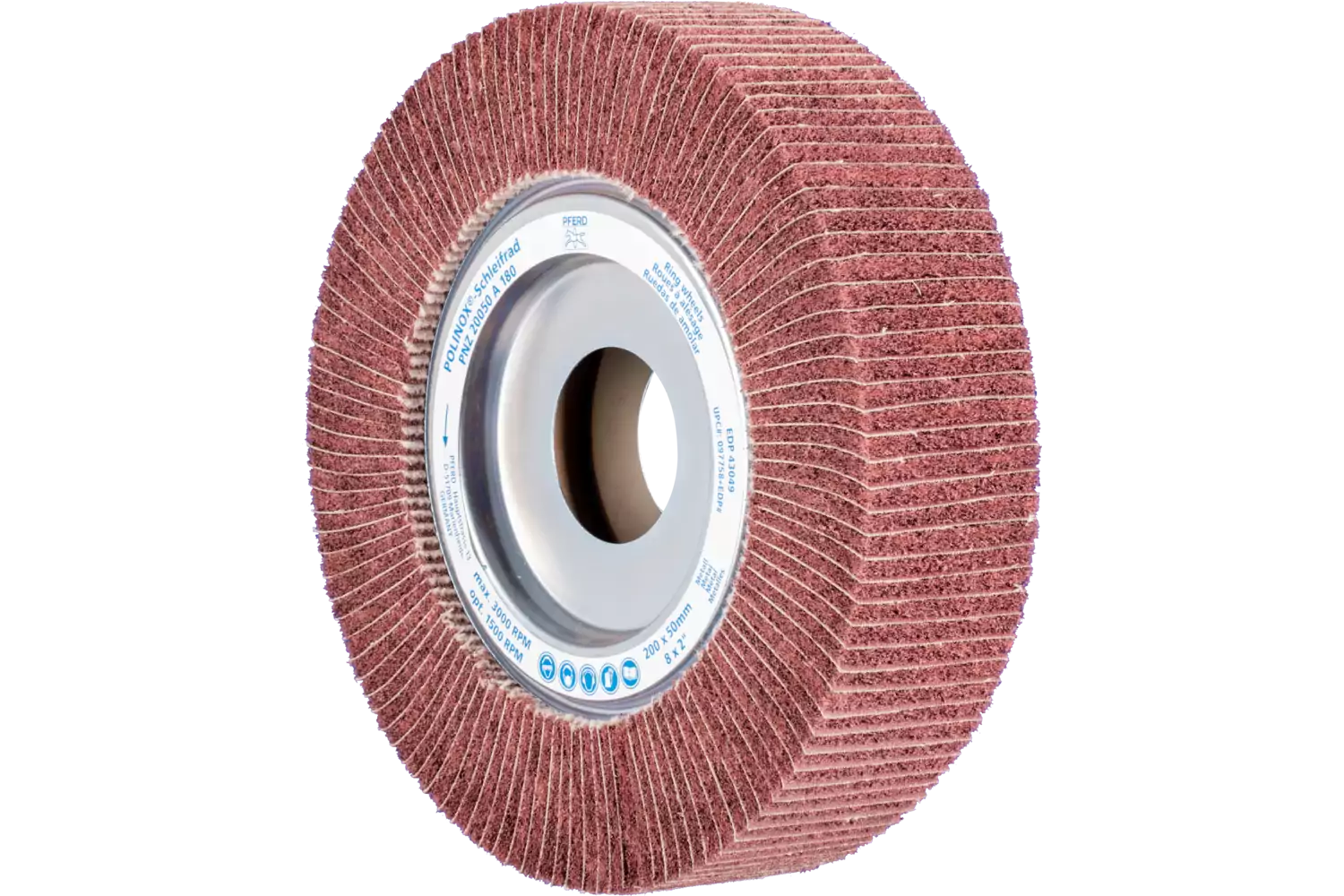 POLINOX non-woven unmounted grinding wheel PNZ dia. 200x50 mm centre hole dia. 44 mm A180 for fine grinding and finishing 1