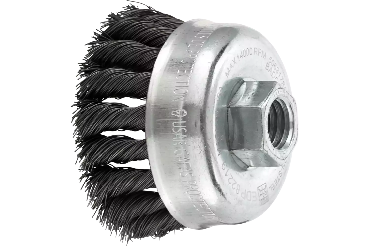 Knot Wire Cup Brush PSF 2-3/4" Dia. .014 Carbon Steel 5/8-11" Thread Retail 1