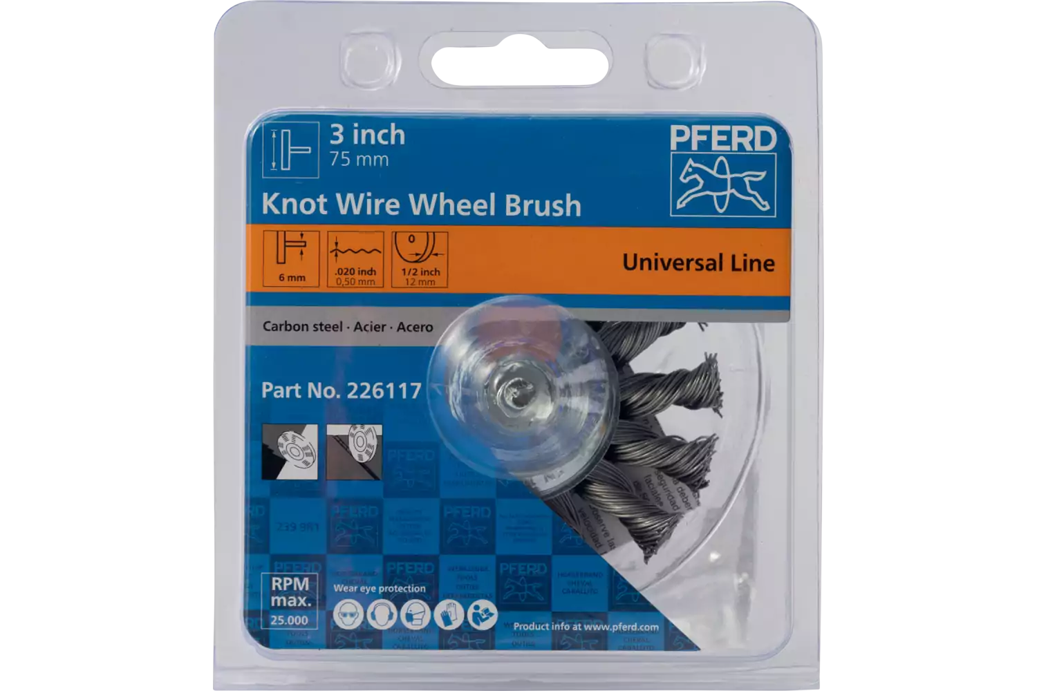 POS wheel brush knotted RBG dia. 76x6 mm shank dia. 6 mm steel wire dia. 0.50 universal 2