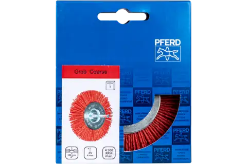 POS wheel brush crimped RBU dia. 100 mm shank dia. 6 mm universal RED filament dia. 1.27 grit 80 power drills 2