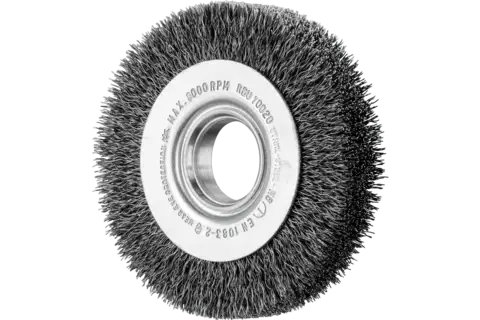 POS Rundbürste breit ungezopft RBU Ø100x20xvariable Bohrung Stahl-Draht-Ø0,30 Schleifbock 1