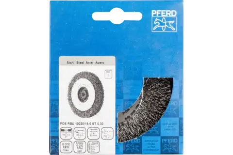 POS wheel brush wide crimped RBU dia. 100x20xvariable hole steel wire dia. 0.30 bench grinder 2