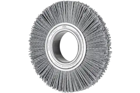 Spazzola a disco larga con filo non ritorto RBU, foro Ø 150x25xvari. , filamento in SiC Ø 1,10 mm, granulo 120, smerigliatrice da banco 1