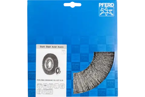 POS wheel brush wide crimped RBU dia. 200x25xvariable hole steel wire dia. 0.30 bench grinder 2