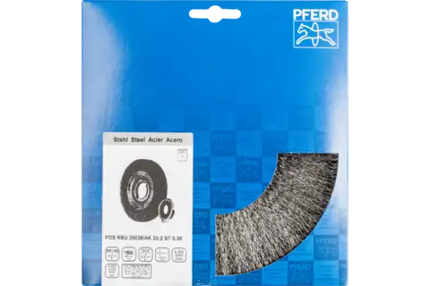 POS wheel brush wide crimped RBU dia. 200x38xvariable hole steel wire dia. 0.30 bench grinder 2