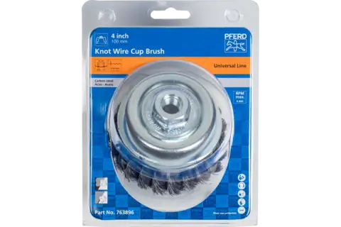 POS cup brush knotted TBG dia. 100x5 8 11 steel wire dia. 0.35 universal angle grinders