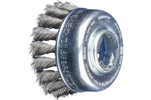 Cup brush knotted TBG dia. 65 mm hole 22.2 mm/X-LOCK steel wire dia. 0.35 mm angle grinders 1