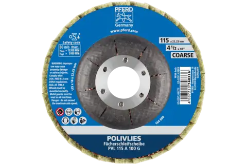 POLIVLIES flap disc PVL aluminium oxide dia. 115 mm hole 22.23 mm A100G for fine grinding 3