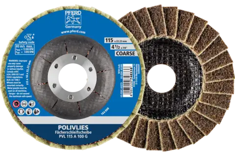POLIVLIES flap disc PVL aluminium oxide dia. 115 mm hole 22.23 mm A100G for fine grinding