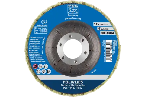 POLIVLIES flap disc PVL aluminium oxide dia. 115 mm hole 22.23 mm A180M for fine grinding 3