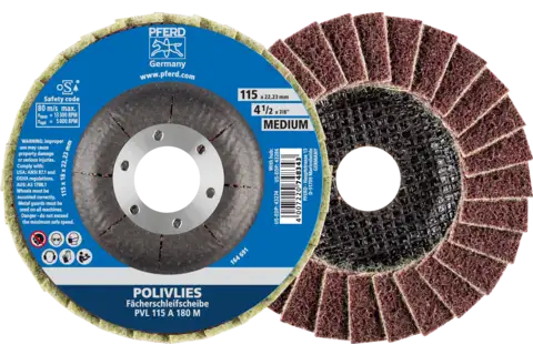POLIVLIES flap disc PVL aluminium oxide dia. 115 mm hole 22.23 mm A180M for fine grinding