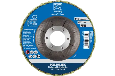 POLIVLIES flap disc PVL aluminium oxide dia. 115 mm hole 22.23 mm A240F for fine grinding 3
