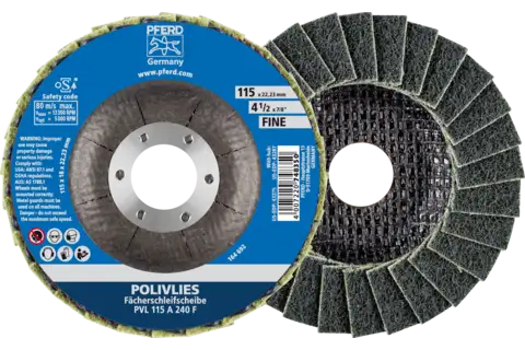POLIVLIES flap disc PVL aluminium oxide dia. 115 mm hole 22.23 mm A240F for fine grinding