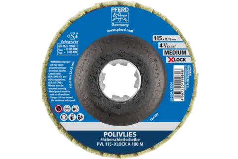 POLIVLIES flap disc PVL aluminium oxide dia. 115 mm hole 22.23 mm/X-LOCK A180M for fine grinding 3