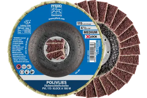 POLIVLIES flap disc PVL aluminium oxide dia. 115 mm hole 22.23 mm/X-LOCK A180M for fine grinding 1