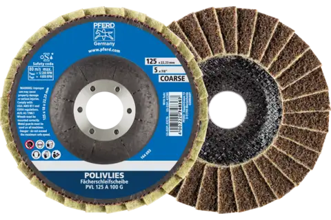 POLIVLIES flap disc PVL aluminium oxide dia. 125 mm hole 22.23 mm A100G for fine grinding