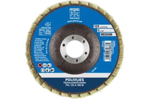 POLIVLIES flap disc PVL aluminium oxide dia. 125 mm hole 22.23 mm A180M for fine grinding 3