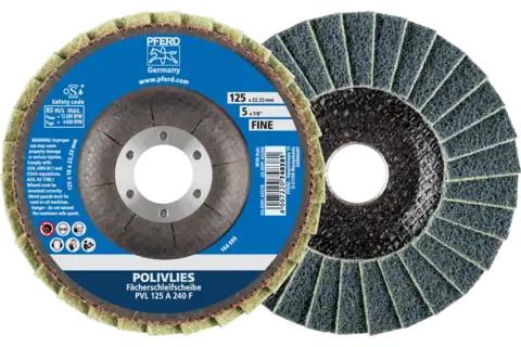 POLIVLIES flap disc PVL aluminium oxide dia. 125 mm hole 22.23 mm A240F for fine grinding