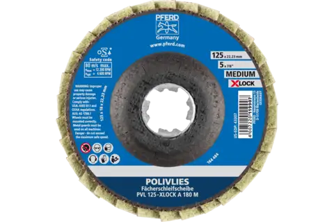 POLIVLIES flap disc PVL aluminium oxide dia. 125 mm hole 22.23 mm/X-LOCK A180M for fine grinding 3
