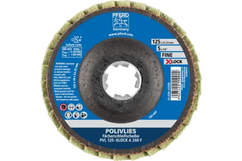 POLIVLIES flap disc PVL aluminium oxide dia. 125 mm hole 22.23 mm/X-LOCK A240F for fine grinding 3