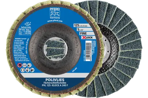 POLIVLIES flap disc PVL aluminium oxide dia. 125 mm hole 22.23 mm/X-LOCK A240F for fine grinding 1