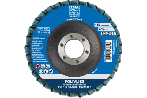 POLIVLIES flap disc PVZ ceramic dia. 115 mm hole 22.23 mm CO-COOL120/A240F for fine grinding 3