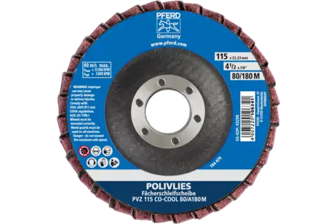 POLIVLIES-Fächerscheibe PVZ Keramik Ø 115 mm Bohrung 22,23 mm CO-COOL80/A180M für Feinschliff 3