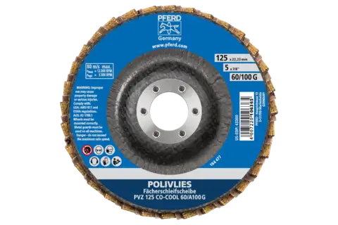 POLIVLIES flap disc PVZ ceramic dia. 125 mm hole 22.23 mm CO-COOL60/A100 G for fine grinding 3
