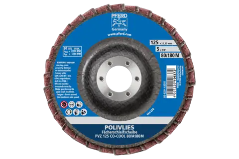 Disco de láminas POLIVLIES PVZ cerámica Ø 125 mm agujero 22,23 mm CO-COOL80/A180M para lijado fino 3