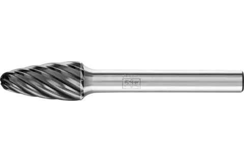 Tungsten carbide high-performance burr INOX tree shape with radius end RBF dia. 10x20 mm shank dia. 6 mm HICOAT stainless steel 1