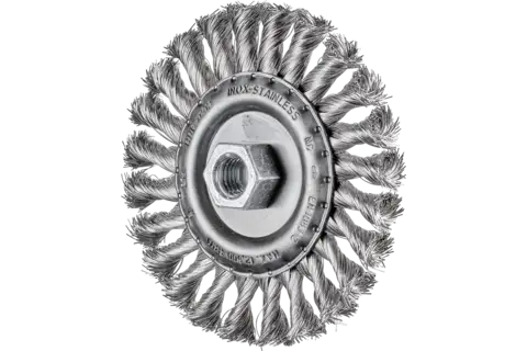 Wheel brush knotted RBG dia. 115x12 mm M14 stainless steel wire dia. 0.35 mm angle grinders 1