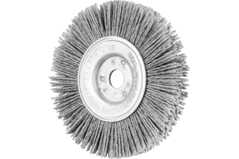 Szczotka tarczowa wąska niepleciona RBU Ø100 × 12 × 12 mm otwór, włókno SiC Ø0,90 ziarno 80 1
