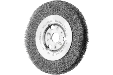 Spazzola a disco sottile con filo non ritorto RBU, foro Ø 100x12x14 mm, filo d’acciaio Ø 0,15 1