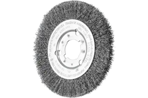 Spazzola a disco sottile con filo non ritorto RBU, foro Ø 150x12xvariabile, filo d’acciaio Ø 0,25 1