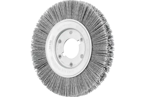 Spazzola a disco sottile con filo non ritorto RBU, foro Ø 150x16xvariabile, filamento in SiC Ø 1,00 mm, granulo 80 1