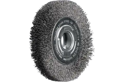 wheel brush wide crimped RBU dia. 150x25xvariable hole steel wire dia. 0.30 bench grinder 1