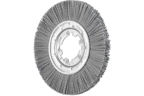 Spazzola a disco con filo non ritorto RBU foro Ø 200x13x50,8 mm, filamento SiC Ø 0,90, granulo 180, macchina stazionaria 1