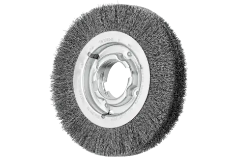 wheel brush wide crimped RBU dia. 200x38xvariable hole steel wire dia. 0.30 bench grinder 1