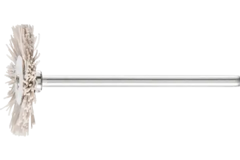 Miniaturowa szczotka tarczowa RBU Ø22 × 2 mm trzpień Ø2,34 mm włókno z tlenku glinu Ø0,30 ziarno 600 1