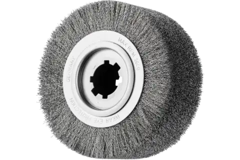 Deburring brush crimped RBU dia. 250x100x50.8 mm hole stainless steel wire dia. 0.35 mm stationary 1