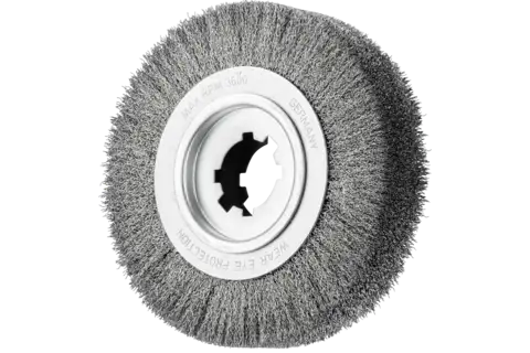 Deburring brush crimped RBU dia. 250x60x50.8 mm hole stainless steel wire dia. 0.35 mm stationary 1