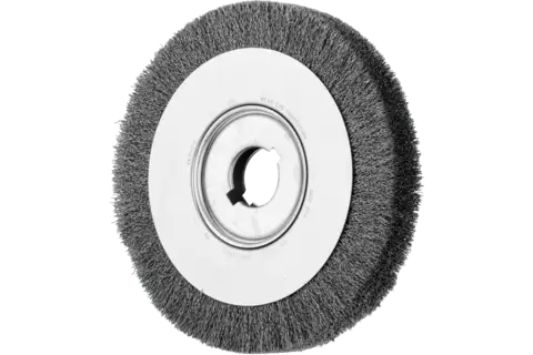Spazzola a disco larga con filo non ritorto RBU, foro Ø 300x40x50,8 mm, filo d’acciaio Ø 0,30, smerigliatrice da banco 1