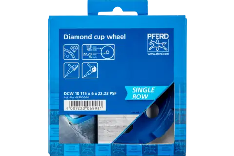 Diamond dished grinding wheel DCW 1R PSF 115x6x22.23 mm for levelling concrete and screed 2