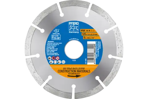 Diamond cut-off wheel DS 125x1.6x22.23 mm PSF for fast cutting of stone and concrete 1