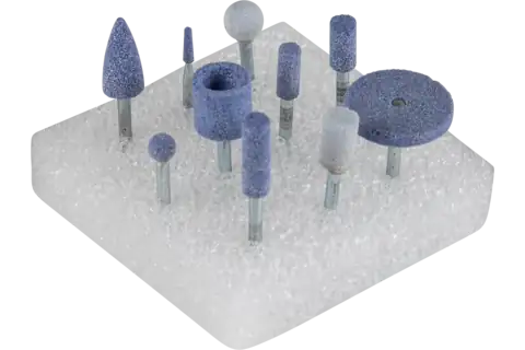 Vitrified Mounted Point Set, TOUGH, 10 Piece, 80 Grit, Ceramic Oxide, 1/8" Shank 1