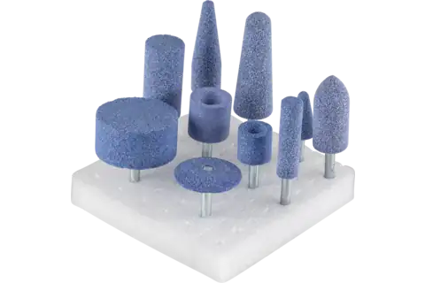 Vitrified Mounted Point Set, TOUGH, 10 Piece, 46 Grit, Ceramic Oxide, 1/4" Shank 1